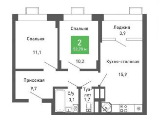 Продаю 2-ком. квартиру, 54.3 м2, Воронеж, Железнодорожный район