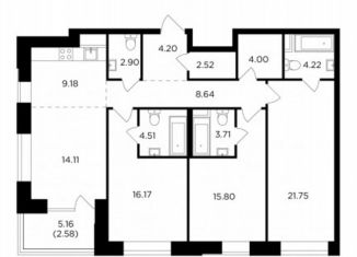 Продаю четырехкомнатную квартиру, 114.3 м2, Москва, метро Крестьянская застава, жилой комплекс Форивер, 6