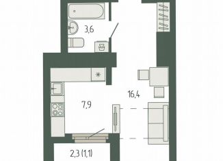 Продаю квартиру студию, 29.2 м2, Екатеринбург, площадь Жуковского, 8