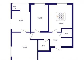 Продажа 3-ком. квартиры, 76.1 м2, Уфа, Ленинский район