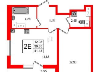 Продажа 1-комнатной квартиры, 41.1 м2, Санкт-Петербург, муниципальный округ Финляндский, проспект Маршала Блюхера, 9к2