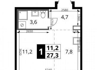 Продажа квартиры студии, 27.3 м2, Смоленская область, Киевское шоссе, 1