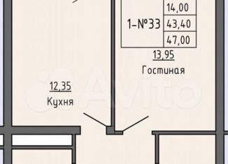 Продам квартиру со свободной планировкой, 47 м2, Грозный, Байсангуровский район, улица Абдаллы II Бен Аль-Хусейна, 1А