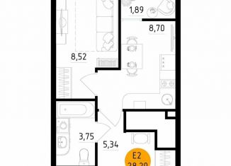 Продается 1-комнатная квартира, 28.2 м2, Рязань, улица Земнухова, 2