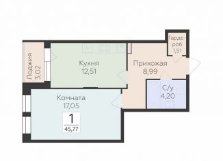 Продажа однокомнатной квартиры, 45.8 м2, Воронеж, улица 45-й Стрелковой Дивизии, 259/27, Коминтерновский район