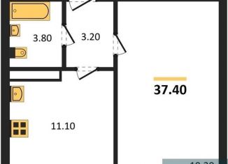 Продажа однокомнатной квартиры, 37.4 м2, село Ямное, улица Генерала Черткова, 1