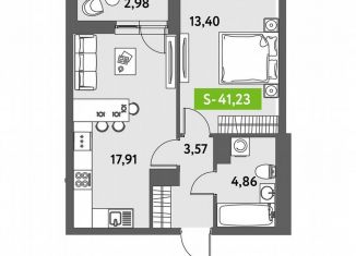 Продаю 1-комнатную квартиру, 41.2 м2, Санкт-Петербург, Московский район