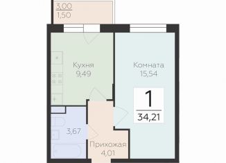 Продается 1-комнатная квартира, 34.2 м2, Воронеж, Коминтерновский район, улица 45-й Стрелковой Дивизии, 259/27