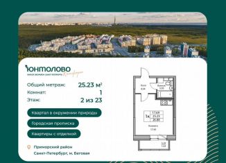 Продается квартира студия, 25.2 м2, Санкт-Петербург, метро Беговая, Ивинская улица, 5к1