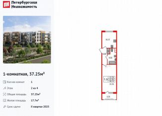 1-ком. квартира на продажу, 37.3 м2, посёлок Шушары