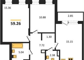 Продажа двухкомнатной квартиры, 59.3 м2, Воронеж, Левобережный район