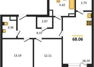 Продам 2-комнатную квартиру, 68.1 м2, Воронеж, Левобережный район