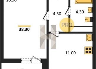 1-комнатная квартира на продажу, 38.3 м2, Воронеж, Центральный район, улица Шишкова, 140Б/6