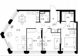 Продается 3-ком. квартира, 78.4 м2, Москва, жилой комплекс Москворечье, 1.3, метро Варшавская