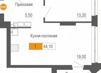 Продаю 1-ком. квартиру, 44.1 м2, Екатеринбург, улица Академика Бардина, 21, Ленинский район