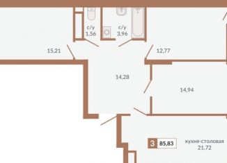 Продам трехкомнатную квартиру, 85.8 м2, Екатеринбург, Верх-Исетский район