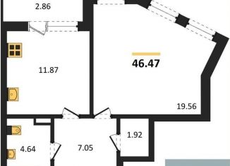 Однокомнатная квартира на продажу, 46.5 м2, Воронеж