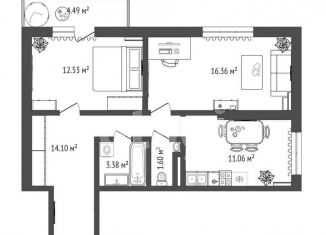 Продам 2-комнатную квартиру, 59 м2, Тюмень, 2-я Луговая улица, 24к2, ЖК Салют