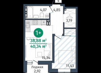 Продам 1-ком. квартиру, 38.9 м2, деревня Дударева