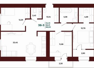 Продаю 3-ком. квартиру, 86 м2, Пензенская область, проспект Строителей, 21Ак1