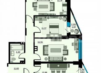 Продам 3-комнатную квартиру, 74.6 м2, Ростов-на-Дону, Красноармейская улица, 157В/83с2