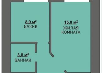 Продается однокомнатная квартира, 40.7 м2, село Чигири, Красивая улица, 23А