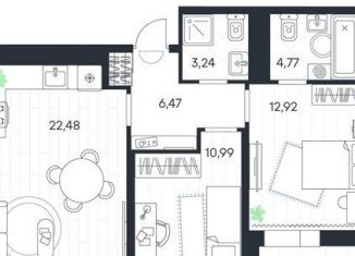 Продается 2-комнатная квартира, 64.2 м2, посёлок Петровский