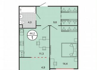 1-ком. квартира на продажу, 44 м2, Георгиевск