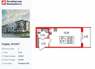 Продаю квартиру студию, 24.7 м2, Санкт-Петербург, Московский район