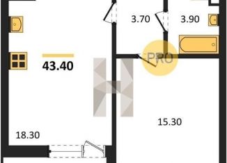 Продается однокомнатная квартира, 43.4 м2, Воронеж, Железнодорожный район, улица Фёдора Тютчева, 105