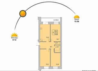 Продажа трехкомнатной квартиры, 74.8 м2, Вологодская область, Окружное шоссе, 39