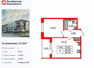 Продам 1-комнатную квартиру, 32.5 м2, Санкт-Петербург, метро Звёздная