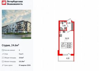 Продается квартира студия, 24.6 м2, Санкт-Петербург, Московский район