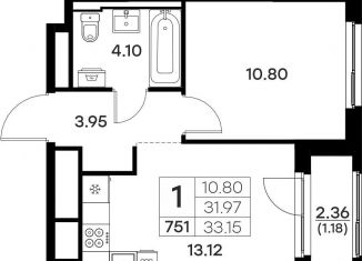 Продам 1-комнатную квартиру, 33.2 м2, Владимирская область, Тракторная улица, 43