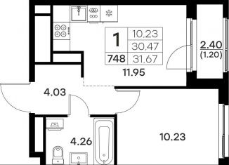 Продам 1-ком. квартиру, 31.7 м2, Владимир, Тракторная улица, 9, Октябрьский район