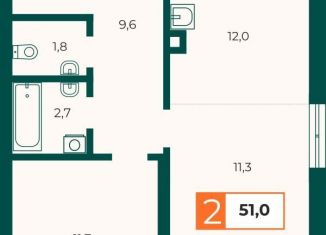 Продам 2-ком. квартиру, 51 м2, Екатеринбург, Верх-Исетский район, Отрадная улица, с1