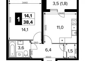 Продается 1-ком. квартира, 38.4 м2, поселок Битца, Парковая улица, 3