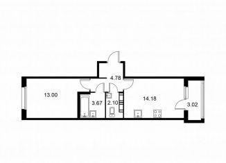 Продается однокомнатная квартира, 39.2 м2, Колпино