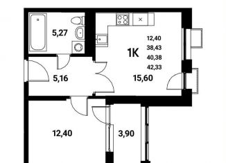 Продается 1-комнатная квартира, 40.4 м2, Воронеж, набережная Чуева, 7, Железнодорожный район