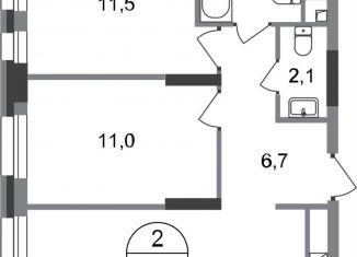 Продаю двухкомнатную квартиру, 52.8 м2, Московский, ЖК Первый Московский