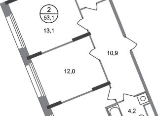 Продажа 2-ком. квартиры, 53.1 м2, деревня Рассказовка, деревня Рассказовка, 2