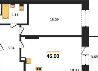 Продажа 1-ком. квартиры, 46 м2, Новосибирск, Светлановская улица, 52/2, Заельцовский район