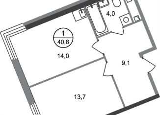 1-ком. квартира на продажу, 40.8 м2, деревня Рассказовка, деревня Рассказовка, 2