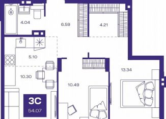 Продаю 3-ком. квартиру, 54.1 м2, Новосибирская область