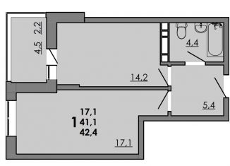 Продаю 1-ком. квартиру, 42.4 м2, Ростов-на-Дону