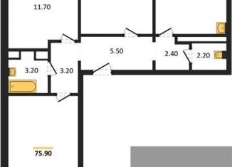 Продается трехкомнатная квартира, 75.9 м2, Воронеж, улица Шидловского, 28