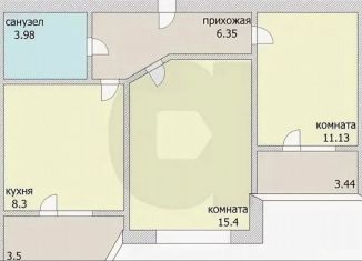 Продается 2-комнатная квартира, 53.1 м2, Краснодар, микрорайон Губернский