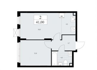 Продаю двухкомнатную квартиру, 41 м2, посёлок Коммунарка, улица Александры Монаховой, 5к3, ЖК Зелёная Линия