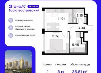 1-ком. квартира на продажу, 37.6 м2, Санкт-Петербург, Василеостровский район, улица Челюскина, 10