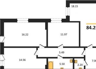 Трехкомнатная квартира на продажу, 84.2 м2, Воронеж, Донбасская улица, 25к2